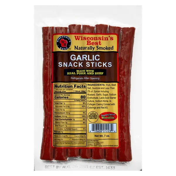 WISCONSIN'S BEST - GARLIC MEAT SNACK STICK