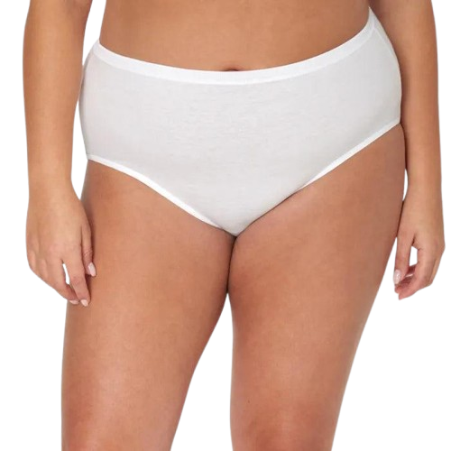 WOMEN'S PLUS COTTON BRIEF PANTY, WHITE 3 PACK
