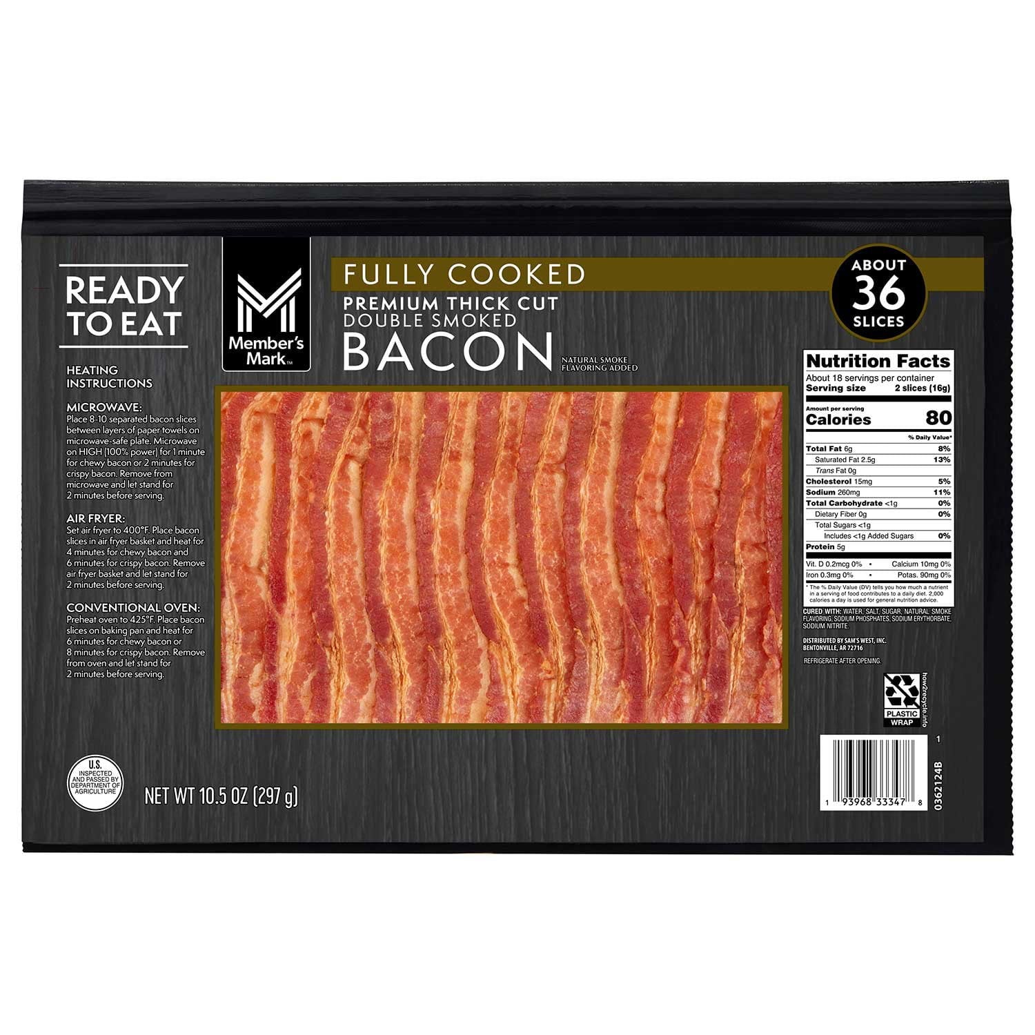 THICK CUT FULLY COOKED BACON SLICES